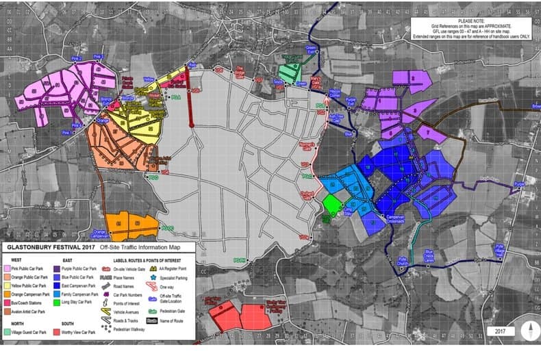 Glastonbury site map 2017